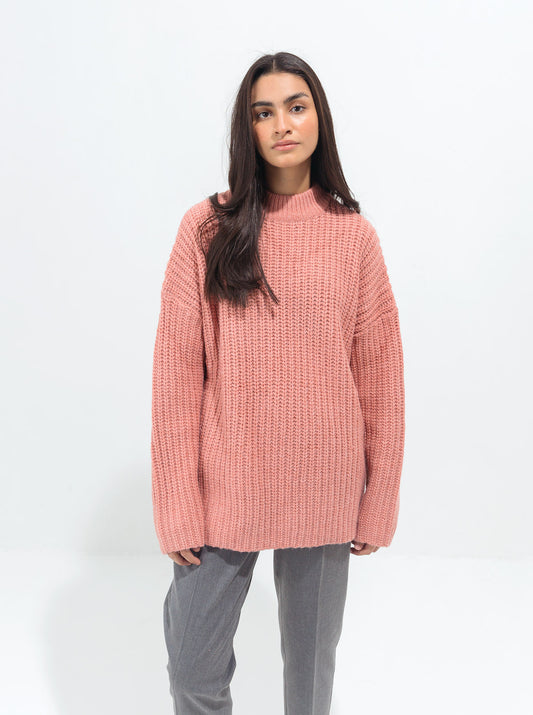 PEACH CHUNKY KNIT PULLOVER