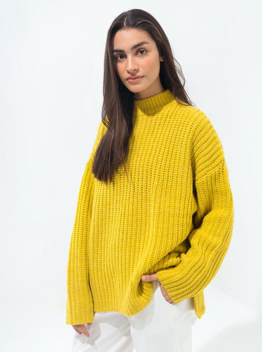 PINEAPPLE YELLOW CHUNKY KNIT PULLOVER