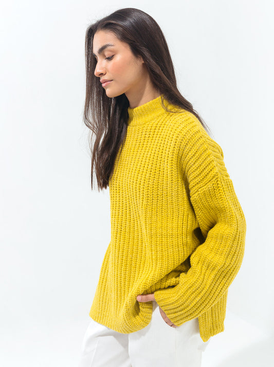 PINEAPPLE YELLOW CHUNKY KNIT PULLOVER