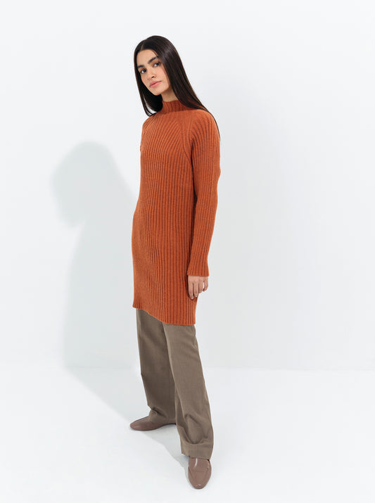 BROWN DOUBLE KNIT SWEATER