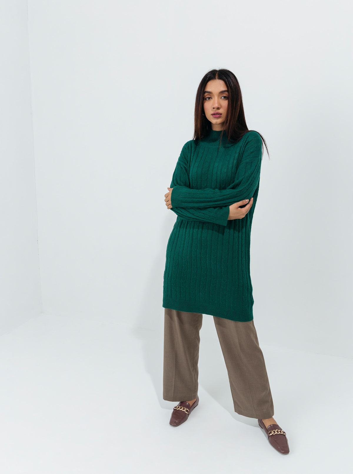 Long green sweater best sale