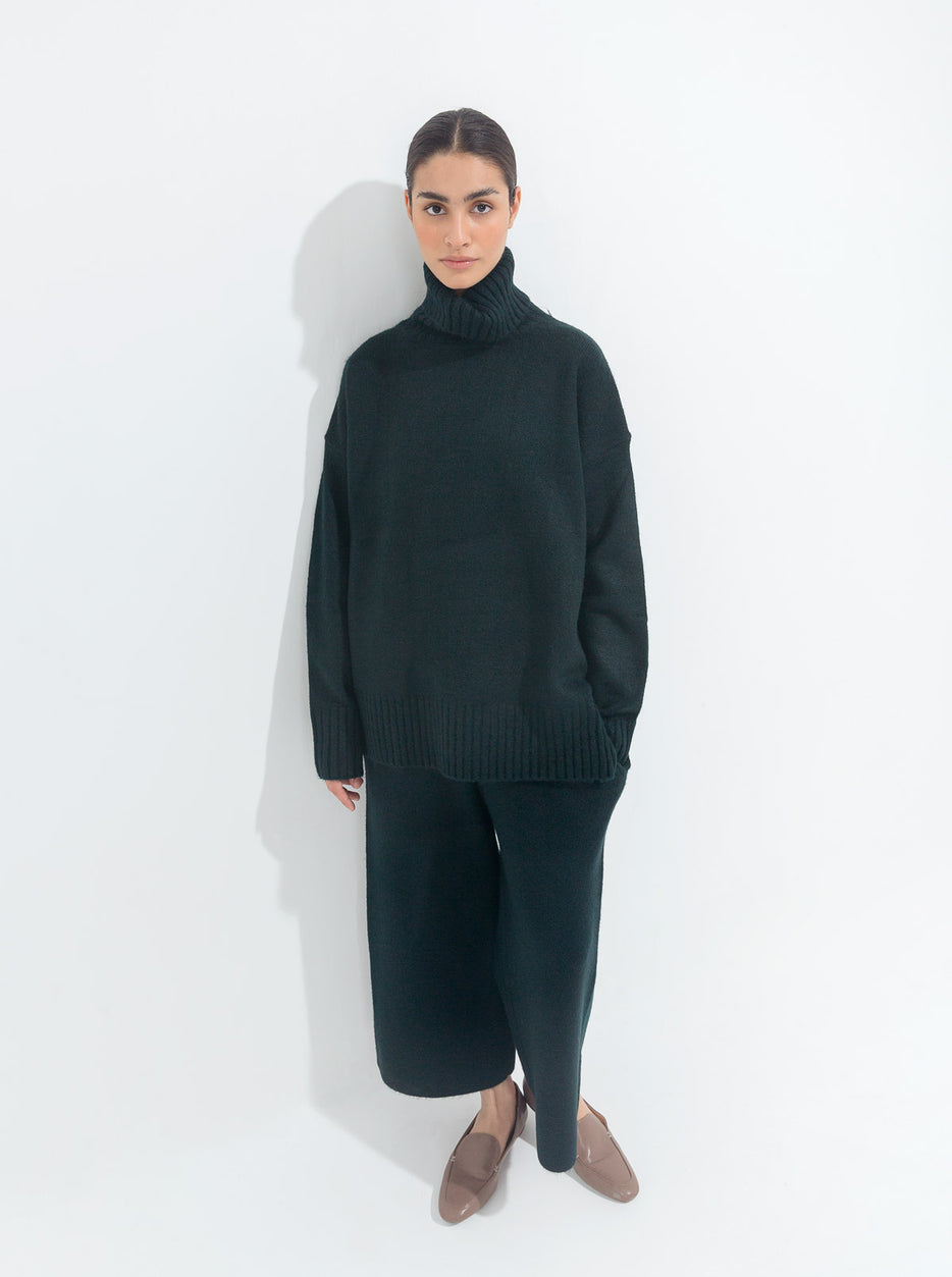 DARK GREEN SWEATER KNIT CO-ORD SET – BEECHTREE - Main Image