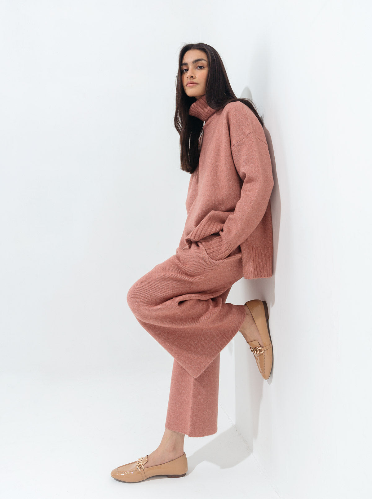 BLUSH PINK SWEATER KNIT CO-ORD SET