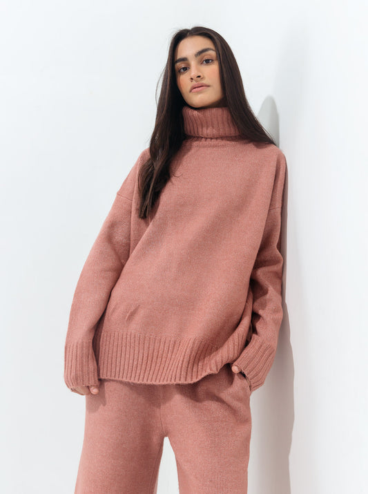 BLUSH PINK SWEATER KNIT CO-ORD SET