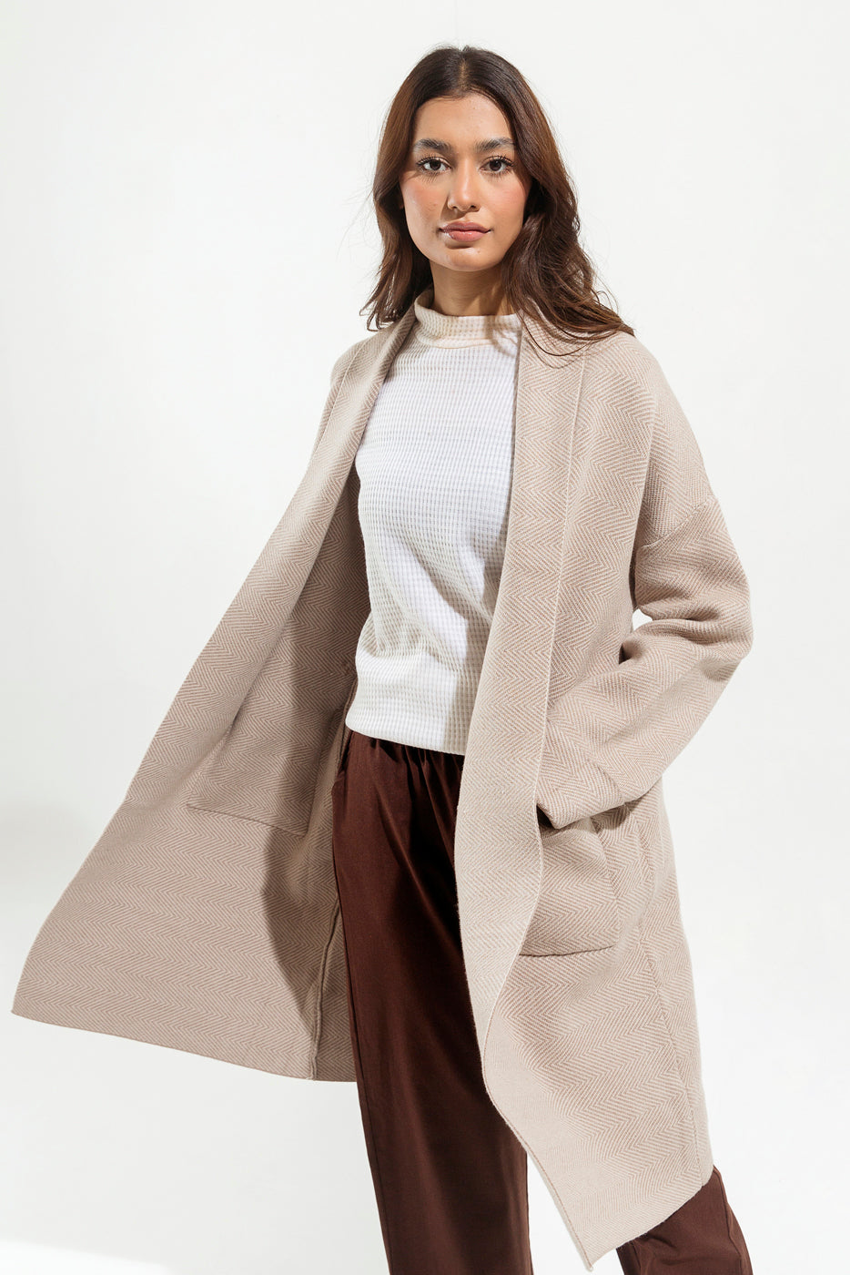 BEIGE LONG CARDIGAN