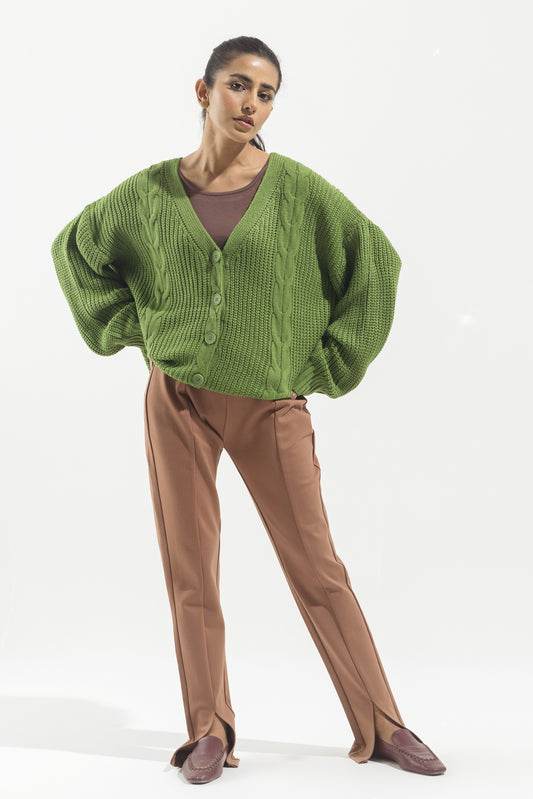 GREEN KNITTED CARDIGAN