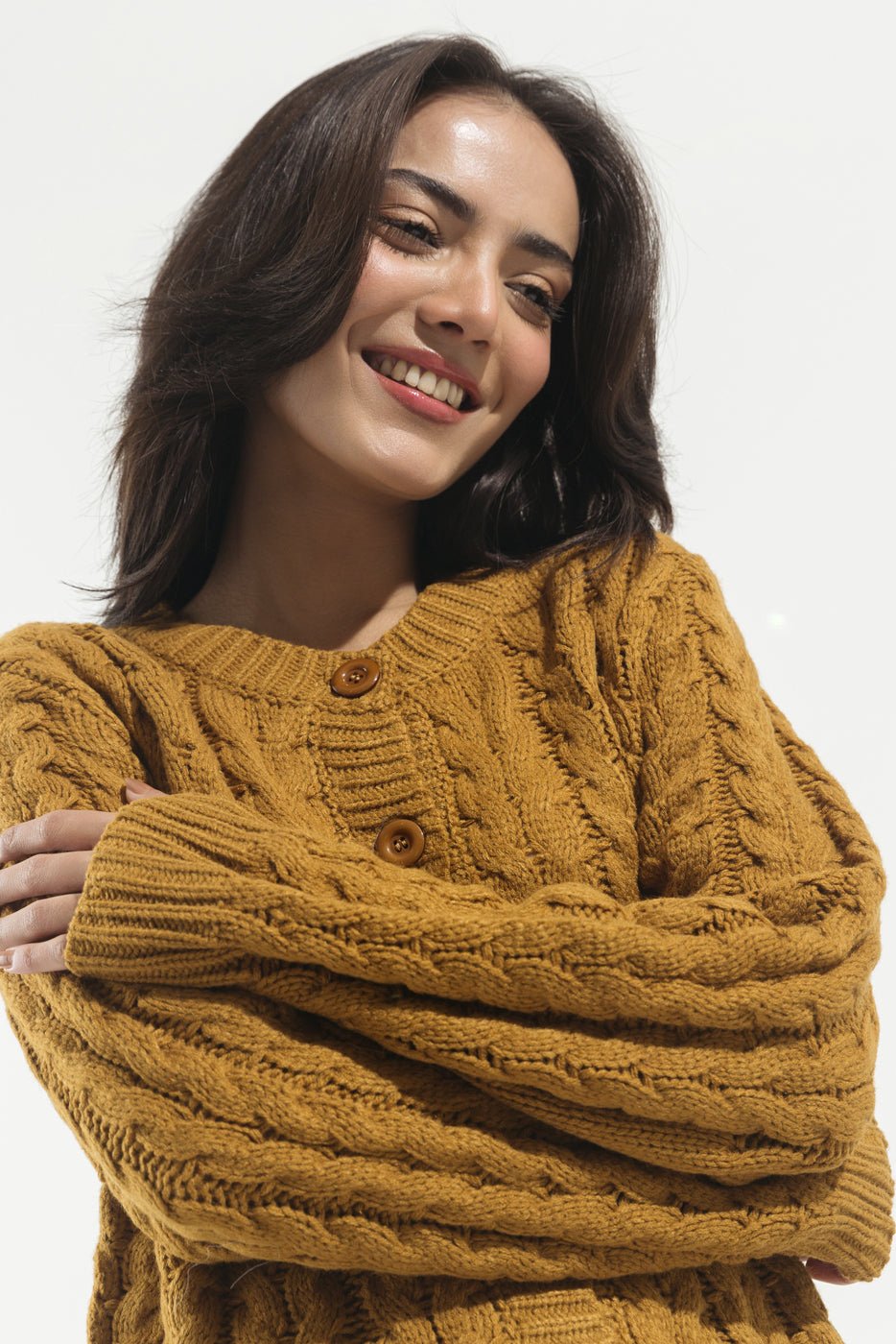 MUSTARD KNITTED CARDIGAN