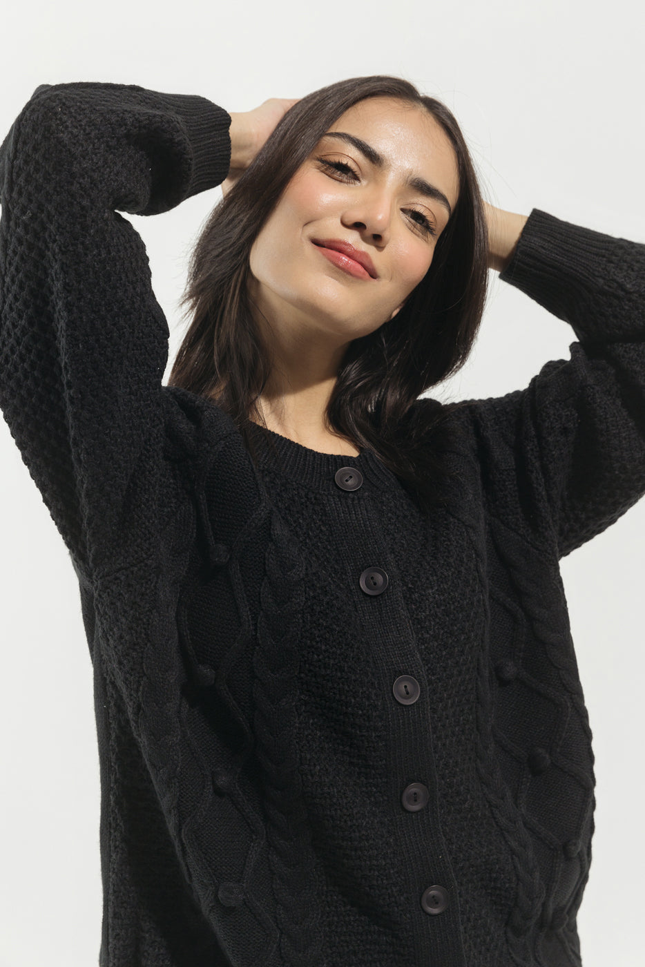 BLACK KNITTED CARDIGAN