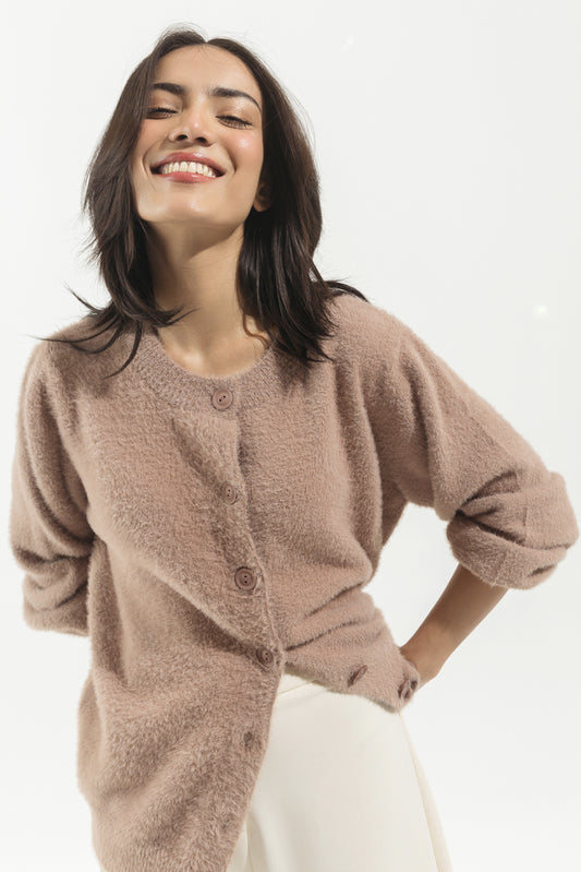 BEIGE KNITTED CARDIGAN