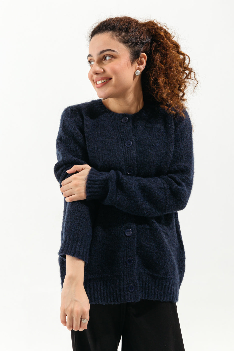 NAVY KNITTED CARDIGAN